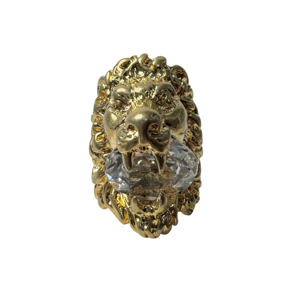 Gucci Lion Head Crystal Ring # (Japanese Size) Women's